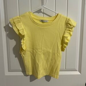 ZARA Yellow Ruffle Tank Size S